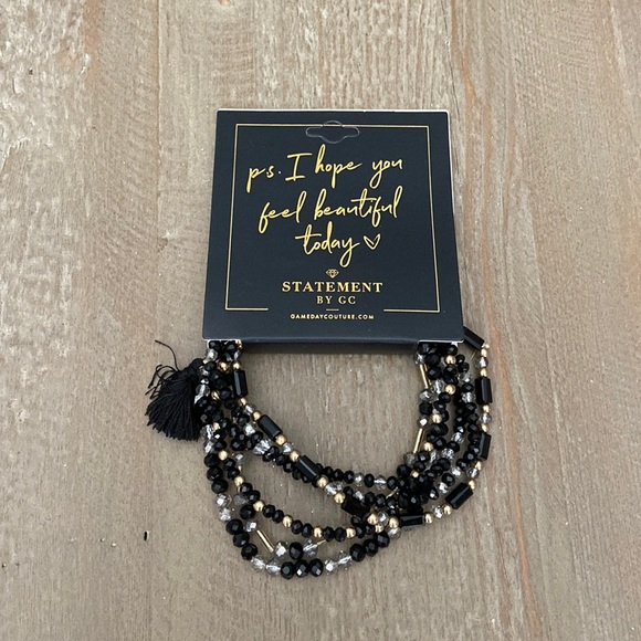 Statement by Gameday Couture Layered Beaded Bracelet in Black - Brand New - Picture 2 of 7